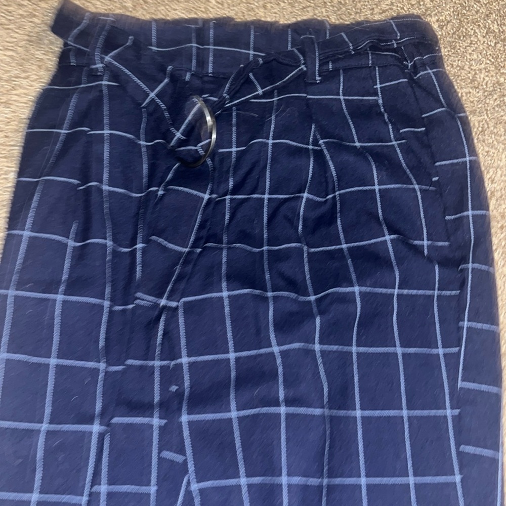 blue and white pants